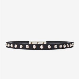 WHBM Skinny Stretch Belt with Pearl-Button Details